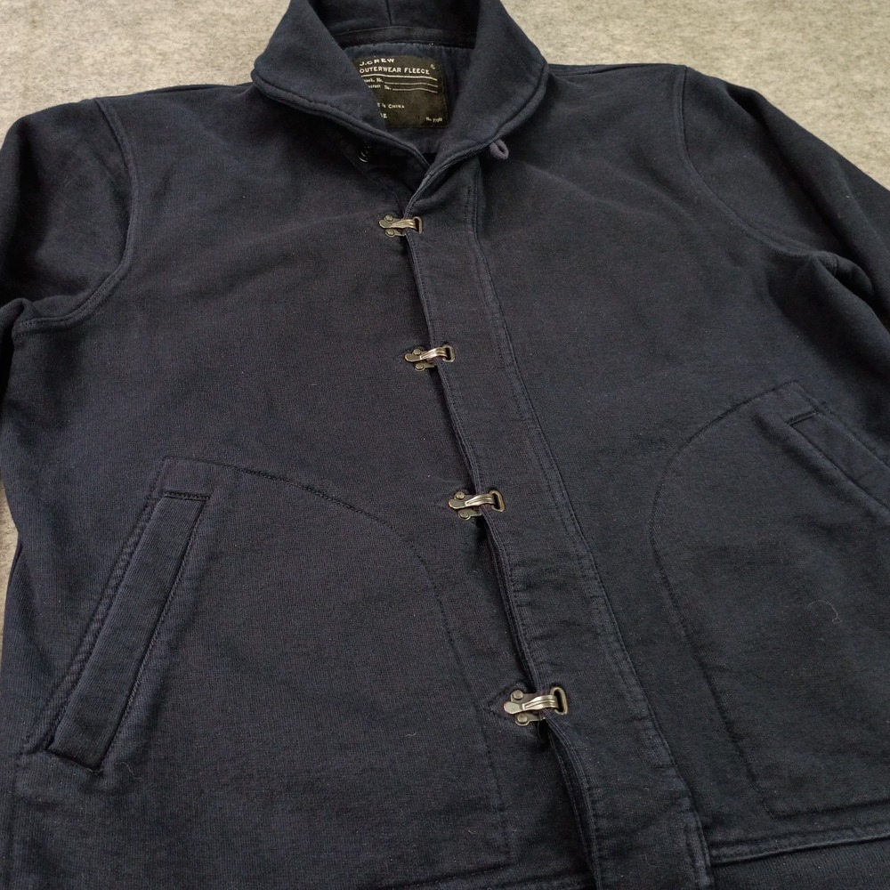 J.Crew Mens Large Outerwear Fleece Navy Cozy Warm Shawl Collar Toggle Jacket - Picture 5 of 13